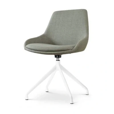 Afbeelding van Nolon Nola Isa Eetkamerstoel Draaibaar Groen Stof Wit Onderstel Design Scandinavisch Comfortabel