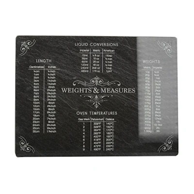 Afbeelding van Creative Tops Werkblad van glas met bedrukte omzettingen, leisteeneffect, 40 x 30 cm, zwart
