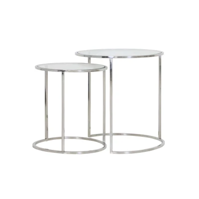 Afbeelding van Light &amp; Living Bijzettafel DUARTE Ø50x52cm Zilver Set van 2