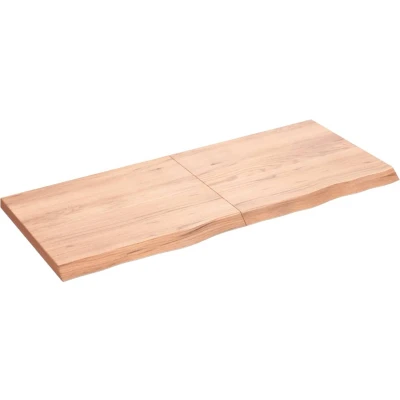 Afbeelding van Wastafelblad 120x50x4 behandeld massief hout lichtbruin