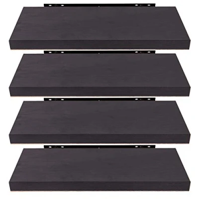 Afbeelding van EUGAD 4 delig zwevend wandrek van hout, 80 x 22,9 3,8 cm, zwart, donker hout 0126QJ