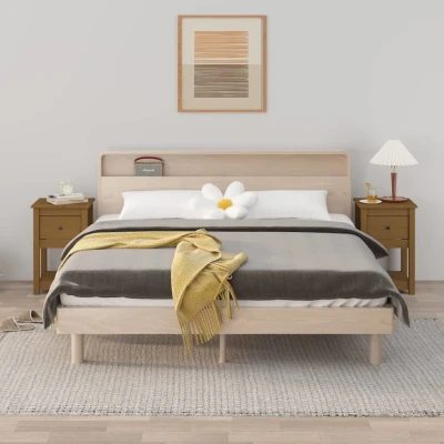 Afbeelding van Nachtkastjes 2 st 40x35x61,5 cm massief grenenhout honingbruin