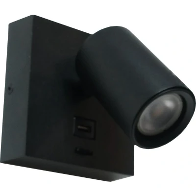 Afbeelding van Artdelight Wandlamp Master LED Zwart USB GU10 6W 2700K IP20