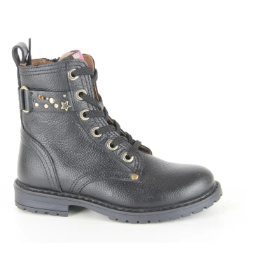 Afbeelding van Develab Veter Veterboots voor kinderen, Maat: 34, Zwart Leer