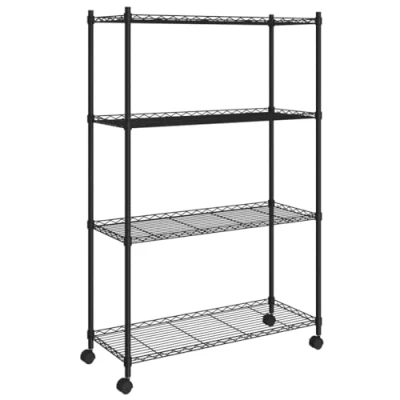 Afbeelding van Opbergrek 4 laags met wielen 200 kg 90x35x142 cm zwart