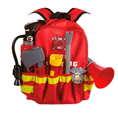 Afbeelding van Brandweer Rugzak Met Inhoud Tachan Speelgoed Megafoor en Zaklamp Inclusief Batterijen