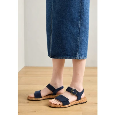Afbeelding van Gabor Comfort Sandalen met enkelbandjes, Dames, Maat: 40, Marine Veloursleer