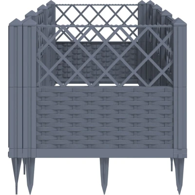 Afbeelding van Plantenbak met pinnen 123,5x43,5x43,5 cm polypropeen grijs