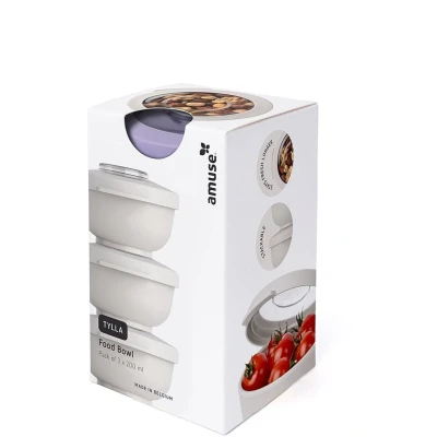 Afbeelding van Amuse Tylla Lavender Snack set Perfect Afsluitbare Snackdoosjes Voor onderweg Vaatwas, magnetron, en diepvriesbestendig Paars 3 x 200 ml