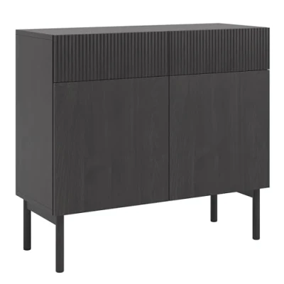 Afbeelding van Selsey NOLIE Tweedelige kast met twee lades 100 cm Portland Eiken Zwart