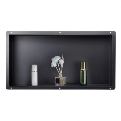 Image de VEVOR Niche Douche Encastrable Salle de Bain sans Cadre Inox 10,2x33x63,5cm Noir