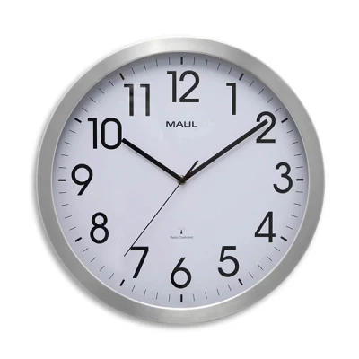 Image de Maul Move horloge murale radiocommandée en aluminium avec cadran blanc (Ø 40 cm) gris argenté