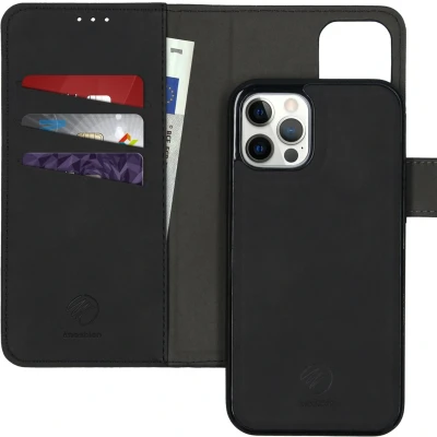 Afbeelding van iMoshion Hoesje Geschikt voor iPhone 12 Pro / Met Pasjeshouder Uitneembare 2 in 1 Luxe Bookcase Zwart