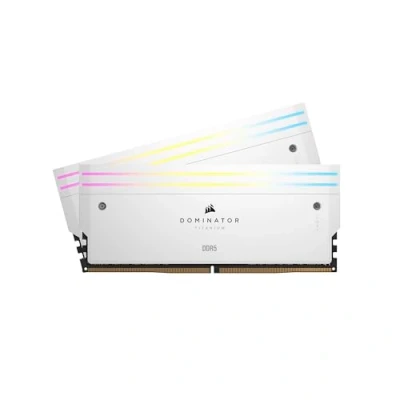 Image de CORSAIR Dominator Titanium RGB DDR5 kit 64 Go: 2 x 32 Go DIMM 288 broches 6000 MHz / PC5 48000 CL30 1.4 V mémoire sans tampon blanc