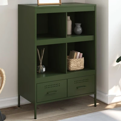 Afbeelding van Hoge kast 68x39x101,5 cm koudgewalst staal olijfgroen