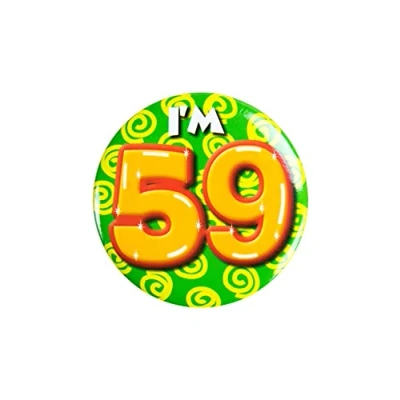 Afbeelding van Paper Dreams Button I&#039;m 59 Staal 5,5 Cm Groen/geel/oranje