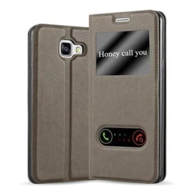 Afbeelding van Cadorabo Hoesje geschikt voor Samsung Galaxy A5 2016 in STEEN BRUIN Beschermhoes met magnetische sluiting, standfunctie en 2 kijkvensters Book Case Cover Etui