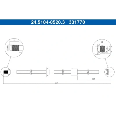Afbeelding van ATE 24.5104 0520.3 Remslang 550mm M10x1mm