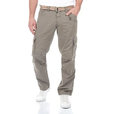 Afbeelding van TIMEZONE Heren Cargo Broek Broeken BenitoTZ comfort/relaxed Fit Grijs Volwassenen Herenbroek Riem