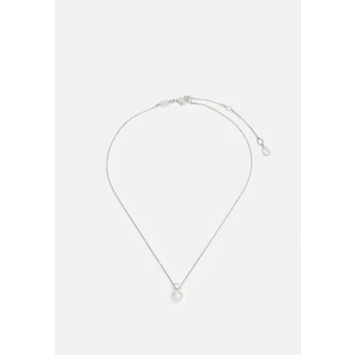 Afbeelding van Swarovski Matrix hanger, kristallen parel, ronde maat, wit, gerhodineerd metaal, Messing