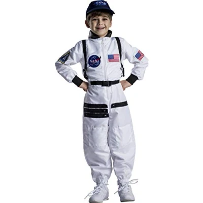 Afbeelding van Dress Up America Astronautenkostuum voor kinderen, wit NASA ruimtekostuum jongens en meisjes