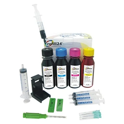 Afbeelding van refill24: Navulset compatibel met Canon inktcartridge 540,541,540XL, 541XL zwart en kleur clip accessoires + 400 ml