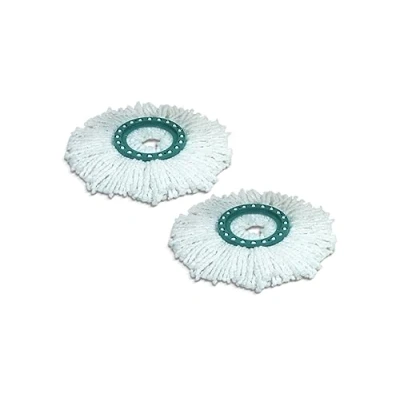 Image de Leifheit lot de 2 têtes rechange Clean Twist Disc Mop, idéal pour les carrelages et sols en pierre, microfibre absorbante eau saleté, franges remplacement, facile à changer