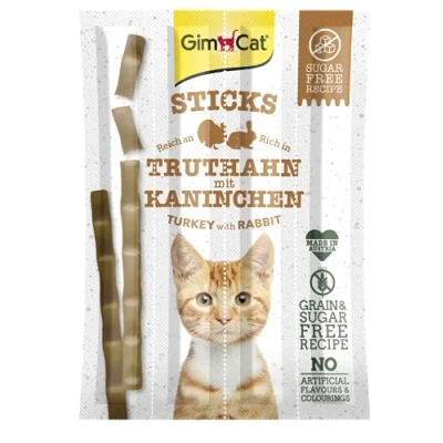 Afbeelding van Gimcat Sticks Kattensnack Kalkoen Konijn 4 stuks