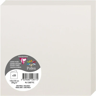 Afbeelding van Clairefontaine 12878C 25 dubbele kaarten vierkant formaat 13,5 x cm 210 g/m² kleur: lila uitnodigingen evenementen en overeenstemming serie pollen premium papier glad