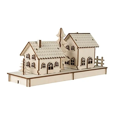Afbeelding van Rayher Hobby 46300000 houten set kleine huizen 52 delig, FSC 100% natuur