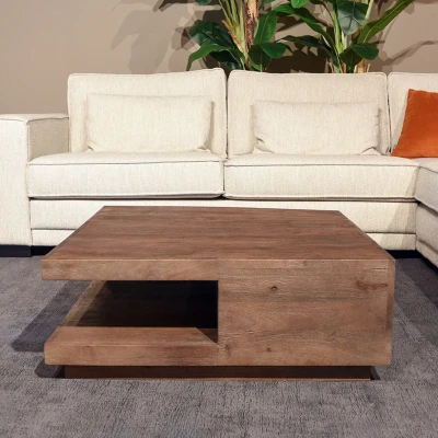Afbeelding van Square salontafel 80x80x30 cm espressso mangohout