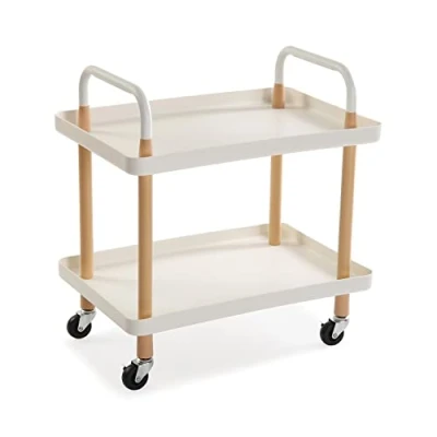 Afbeelding van Versa Skuvoy 22250057 badkamermeubel met 2 planken en wielen, afmetingen (L x B H): 55 36 53,5 cm, PVC, wit bruin