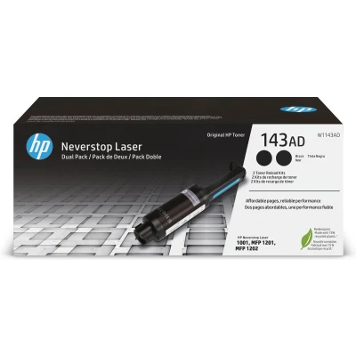 Afbeelding van HP TONER 143A NAVULLING W1143AD 2x zwart