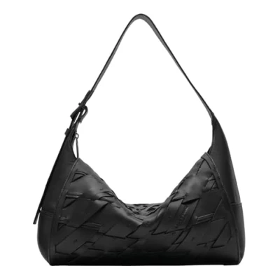 Afbeelding van LIEBESKIND BERLIN Leren Handtas Lou Weaving Hobo Bag Black Zwart