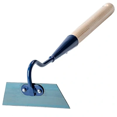 Afbeelding van KADAX Tuinpaal van metaal met houten handvat voor het losmaken, beluchten en jaden vloer, tuingereedschap verwijderen onkruid (W: 12cm, trapeziumvorm, kort)