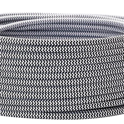 Afbeelding van Textielstroomkabel kunststof buitenmantel 5 m 3 aderig x 0,75 mm² met aardgeleider lampaccessoires (5 m, zwart wit)