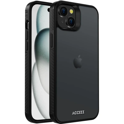 Afbeelding van Accezz Hoesje Geschikt voor iPhone 15 Plus Rugged Frosted Backcover Zwart