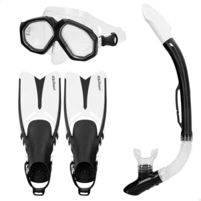 Afbeelding van Duikbril met Snorkel en Zwemvliezen AquaSport Zwart Volwassenen (2 Stuks)