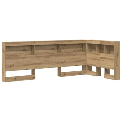 Afbeelding van vidaXL Opberghoofdbord artisanaal eikenkleurig 90 cm Bewerkt hout