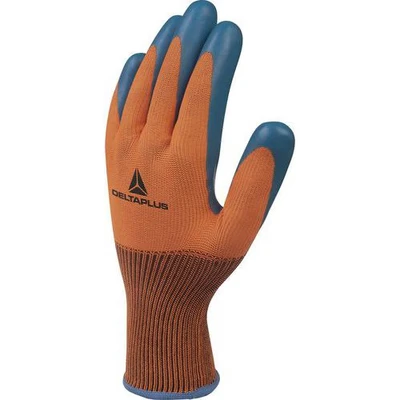 Afbeelding van Delta PLus VE733OR09 1 stuks polyester handschoen met latexcoating, oranje/marineblauw, maat 09