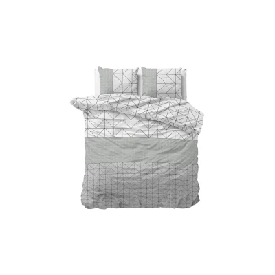 Afbeelding van Flanellen Dekbedovertrek Geometric Lits Jumeaux (240x220 cm) Grijs Dessin: Patroon, Modern Sleeptime Elegance Dekbed Discounter.nl