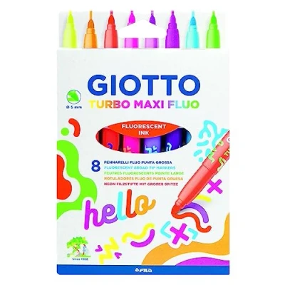 Afbeelding van Giotto Turbo Max 8 stuks fluorescerende vezelpunt, brede punt, 5 mm vulling, neonkleuren, verschillende kleuren