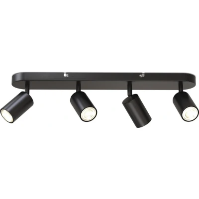 Afbeelding van B.K.Licht Plafondlamp plafondspots met 4 lichtpunten zwarte spotjes GU10 fitting draaibar kantelbaar opbouwspots plafoniere excl.