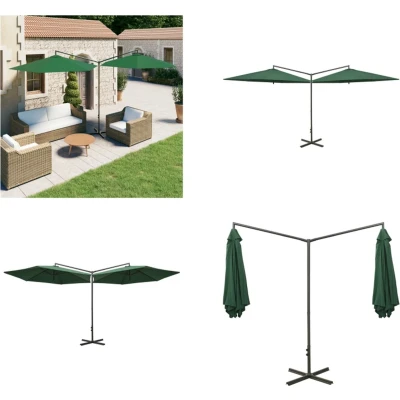 Afbeelding van Parasol dubbel met stalen paal 600 cm groen