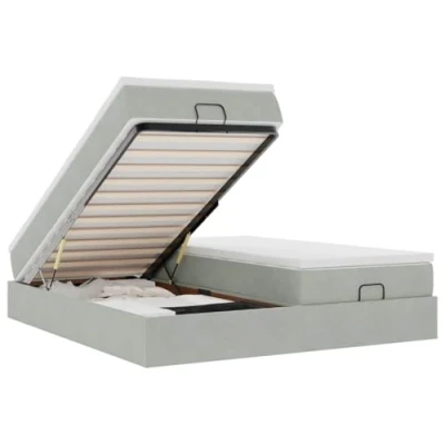 Afbeelding van vidaXL Bedframe met matrassen 180x200cm fluweel lichtgrijs
