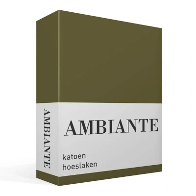 Afbeelding van Ambiante Cotton Uni Hoeslaken Eenpersoons 70x200 cm Olive Green
