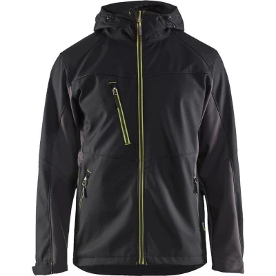Afbeelding van Blaklader Softshell jack met capuchon 4753 2516 Zwart/High Vis Geel
