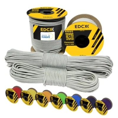 Afbeelding van EdcX 3 mm nylon paracord 425 (15, 30, 50 en 100 m) type II touw 100% in vele kleuren wit 30 m