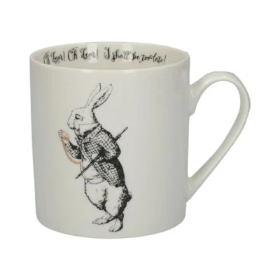 Afbeelding van V&amp;A Alice in Wonderland porseleinen mok geschenkdoos, motief wit konijn, 350 ml
