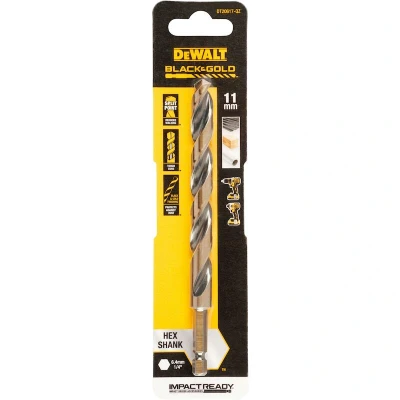 Afbeelding van DEWALT DT20617 QZ HSS G Metaal spiraalboor 1 stuks 11 mm Gezamenlijke lengte 145 Corrosiebestendig Zeskant stuk(s)